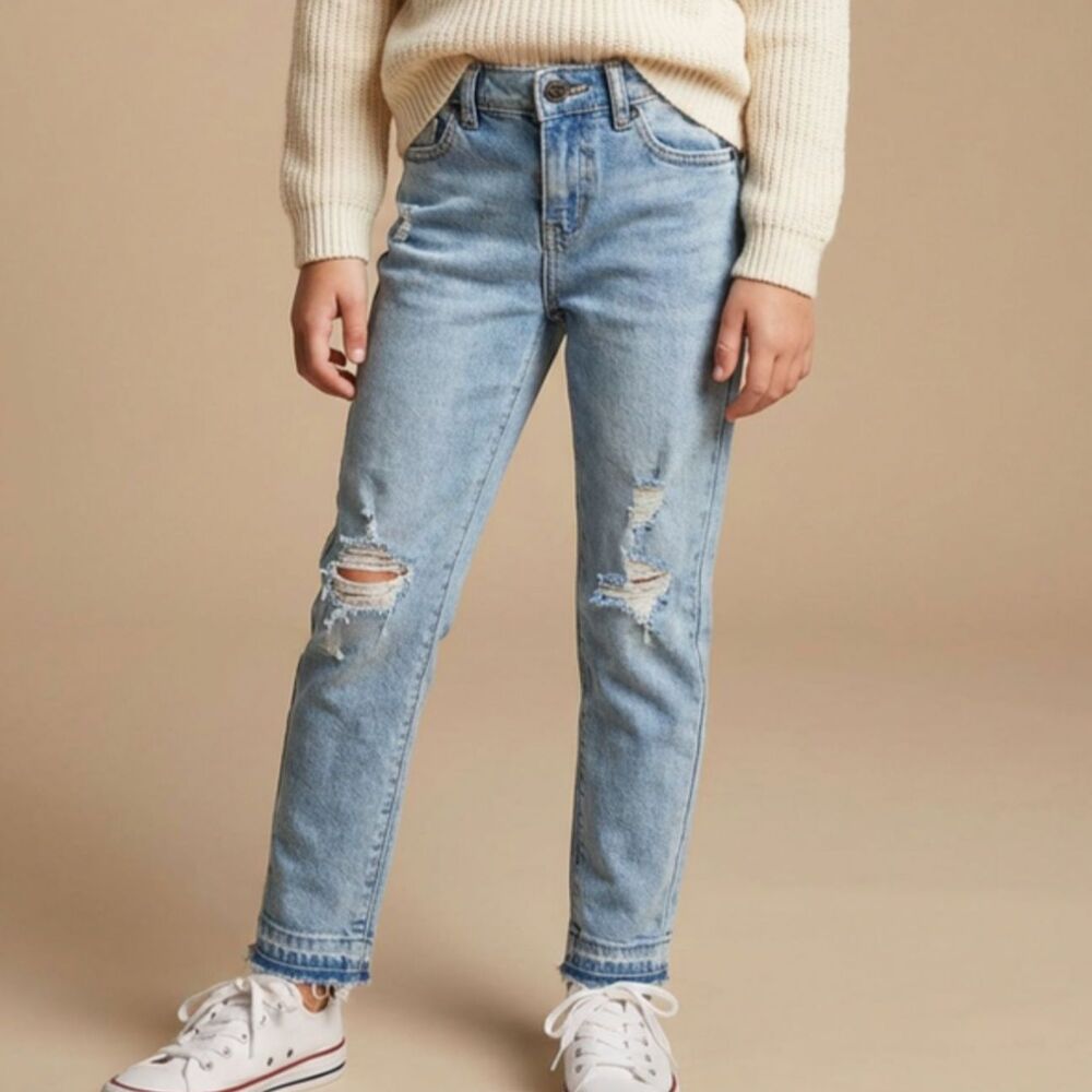 Lite Blue Distressed Denim Jeans Pants Leggings by Cat & Jack Girls 8